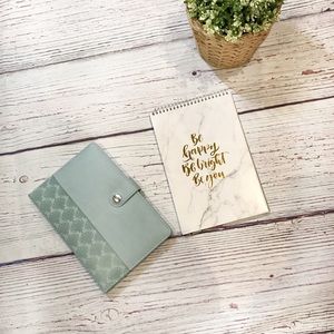 Blue journal and marble notebook set